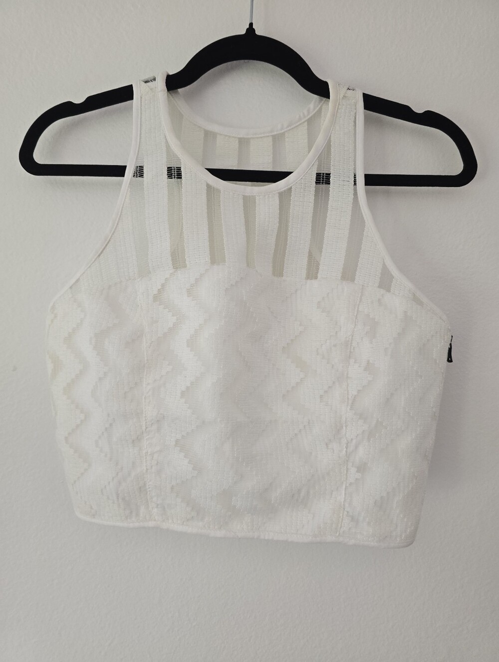 Milly White Mesh Cropped Tank Top NWT